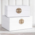 Orange & Gold Faux Leather Boxes Set of 2